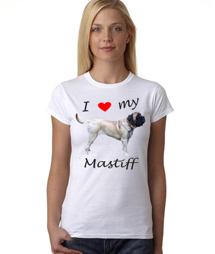 Dogs - I Heart My Mastiff on Womans Shirt